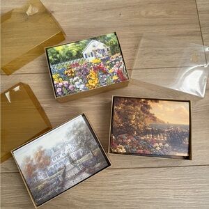 Vintage Scenic Art Notecards Set - Cottage & Garden Landscape Cards